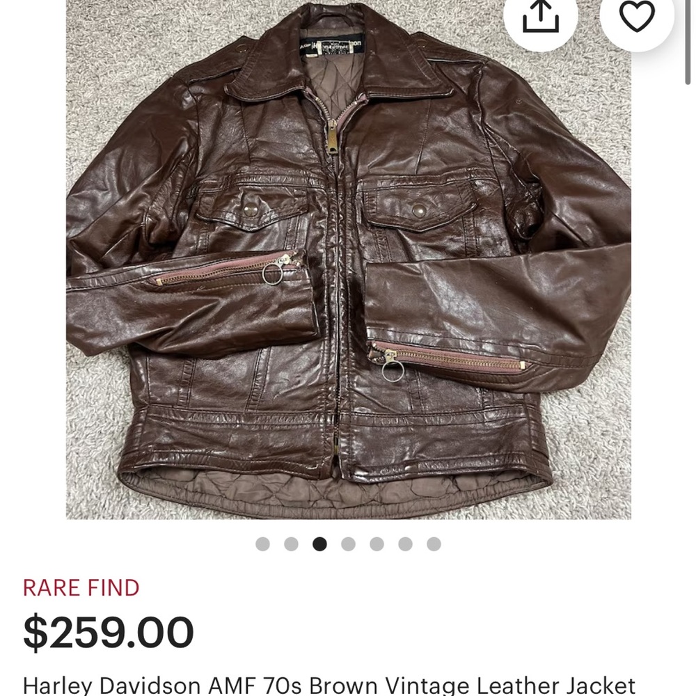 Harley Davidson Amf 70s Brown Vintage Leather Jac… - image 1